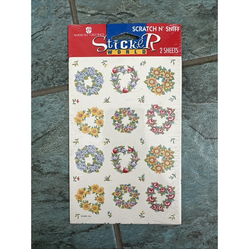 Vtg Fragrant Scratch & Sniff Floral Wreath Stickers American Greetings Sealed